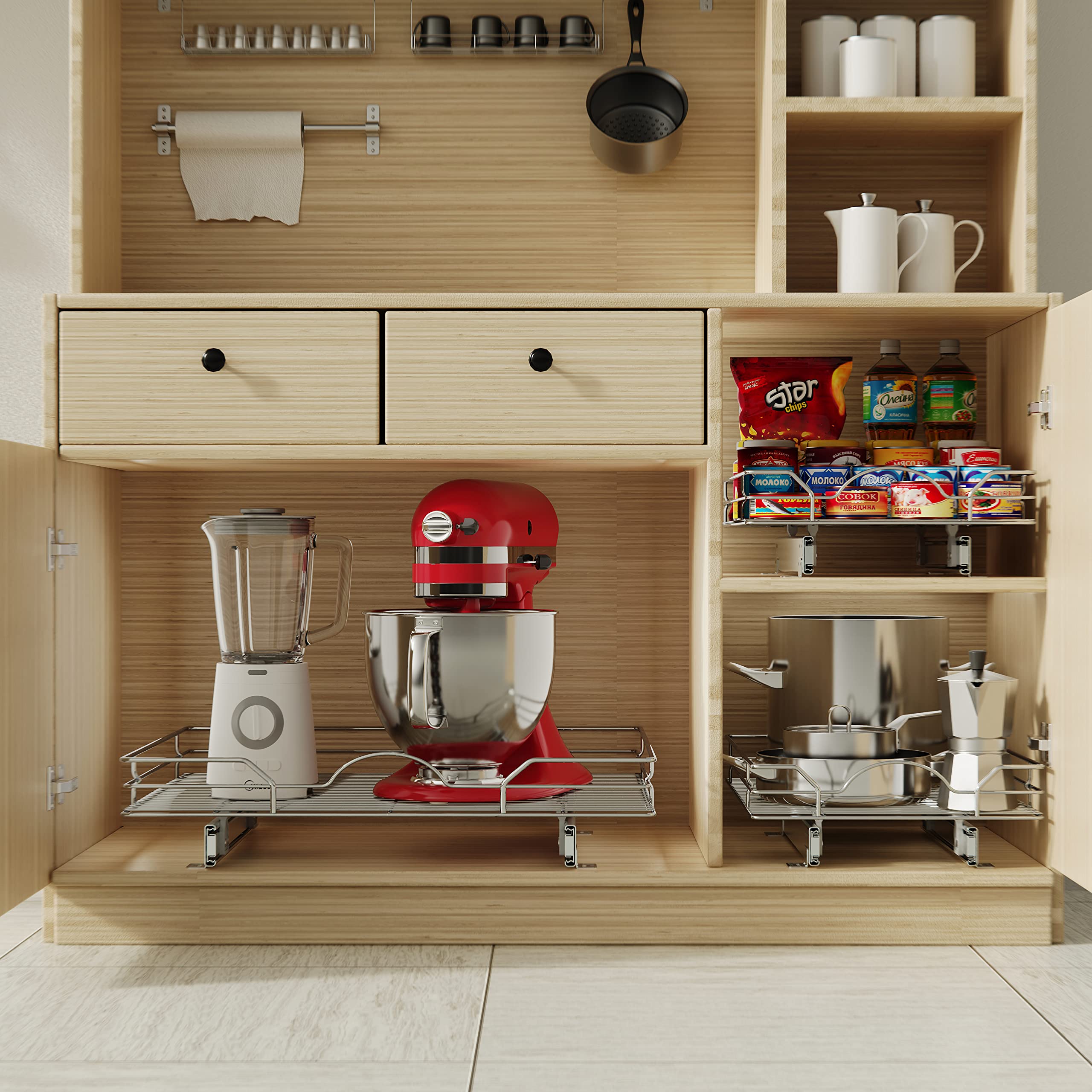 Amazon.com: LOVMOR Pull Out Cabinet Organizer and Storage 27